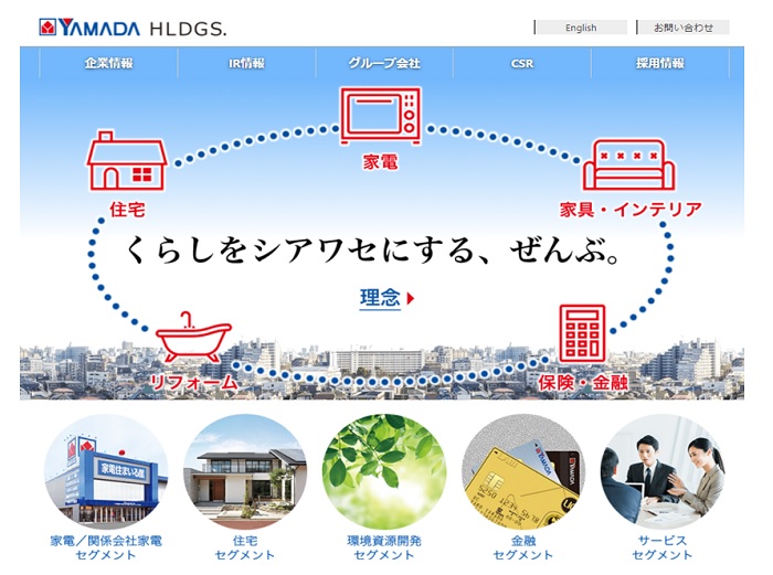 ヤマダホールディングスのＨＰトップページ