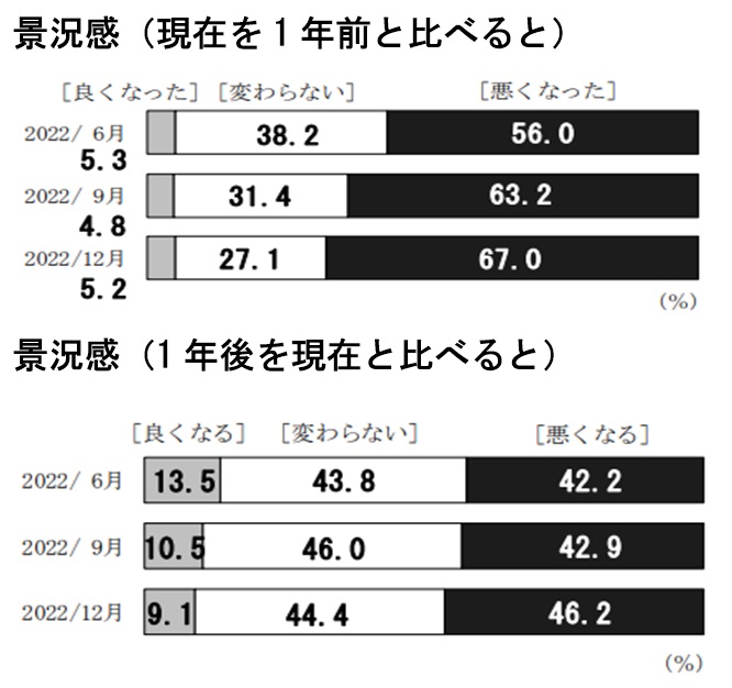 日銀「生活意識に関するアンケート調査」（2022年12月）